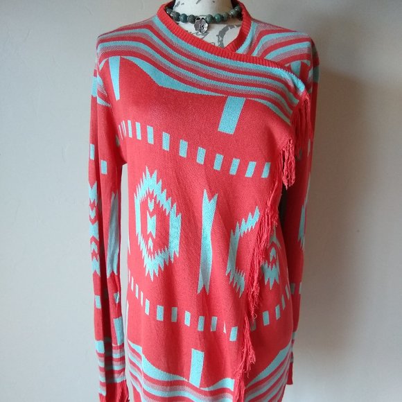 Umgee Aztec Fringe Boho Open Front Cardigan - Picture 3 of 9